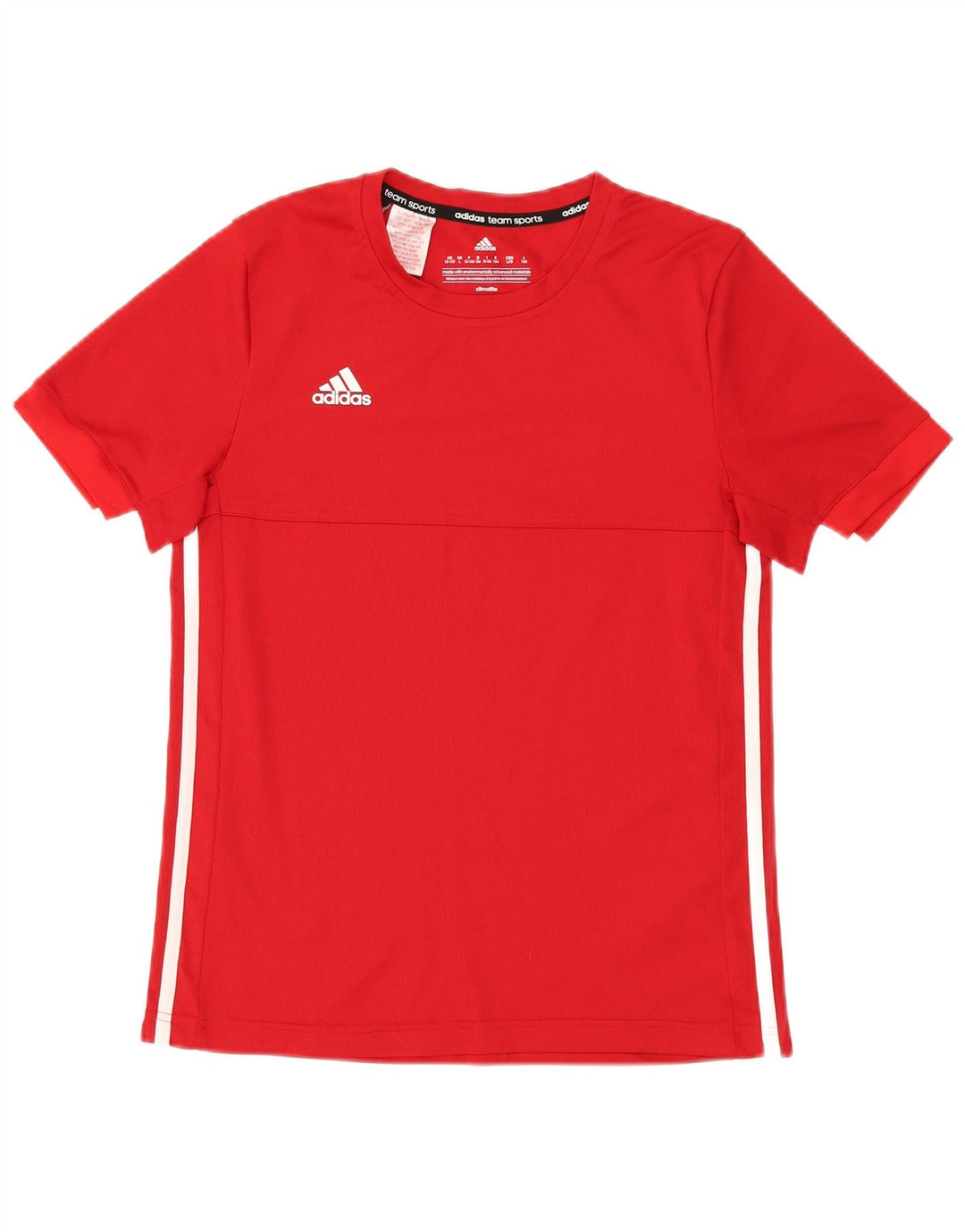 Футболка ADIDAS Climalite для мальчиков, топ 13-14 лет, красный полиэстер