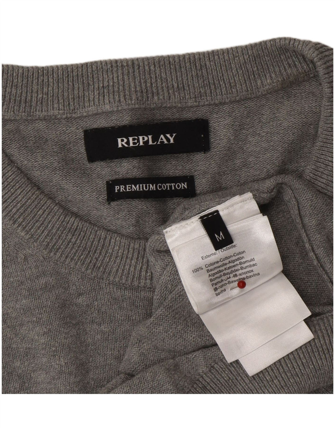 REPLAY Mens Crew Neck Jumper Sweater Medium Grey Cotton