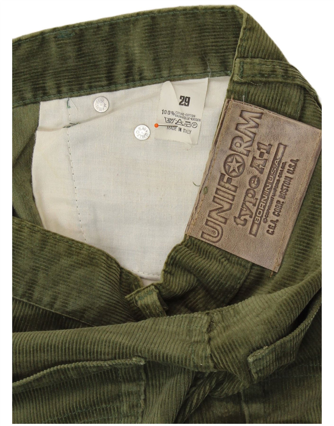 UNIFORM Женские прямые вельветовые брюки W29 L28 Хаки, хлопок