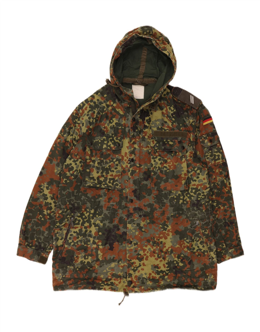Винтажная мужская куртка в стиле милитари с капюшоном UK 40, большой камуфляж цвета хаки