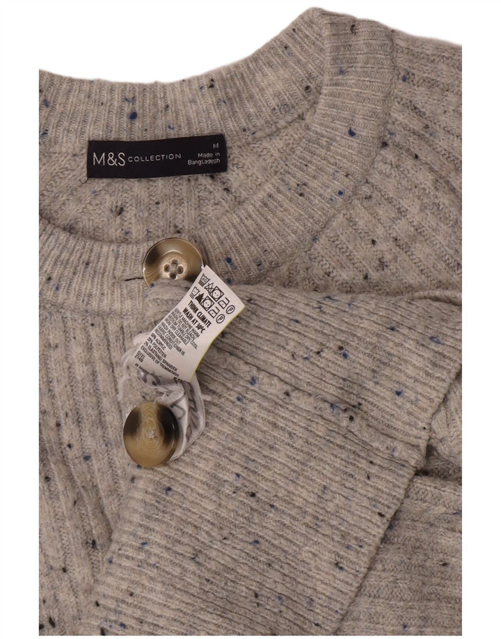 Женский укороченный кардиган Marks & Spencer UK 12, средний серый в крапинку