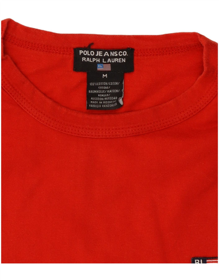 Мужская футболка с рисунком RALPH LAUREN, хлопковый топ среднего красного цвета