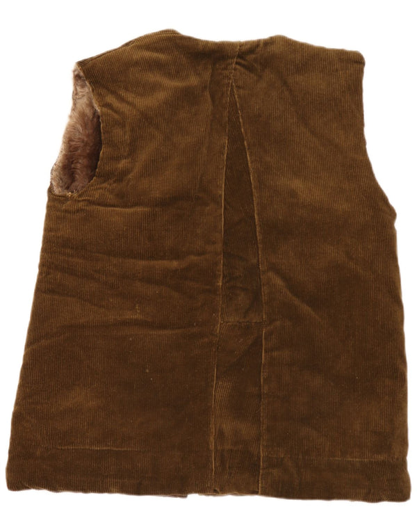 Vintage Mens Sherpa Corduroy Gilet UK 38 Medium Khaki