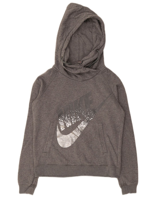Женский джемпер с капюшоном с графическим рисунком Nike UK 10, маленький серый хлопок