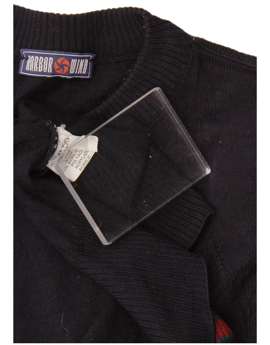 Мужской джемпер с высоким воротником VINTAGE IT 50, большой темно-синий с геометрическим узором