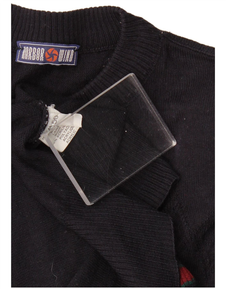 Мужской джемпер с высоким воротником VINTAGE IT 50, большой темно-синий с геометрическим узором