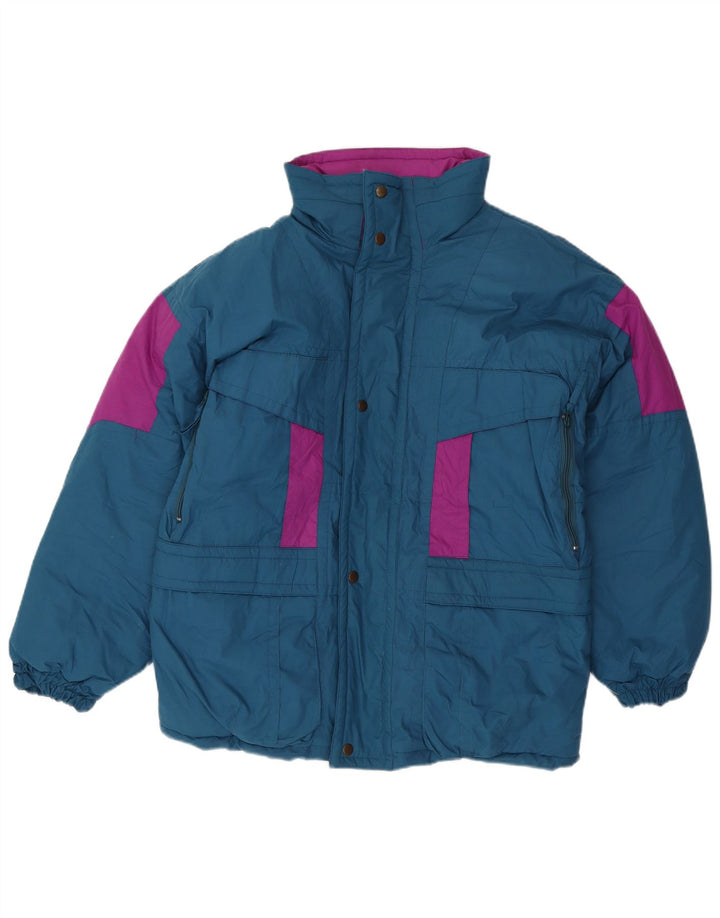 Мужская стеганая куртка свободного кроя BRUGI, Великобритания, 36, маленькая, синяя, с цветными блоками