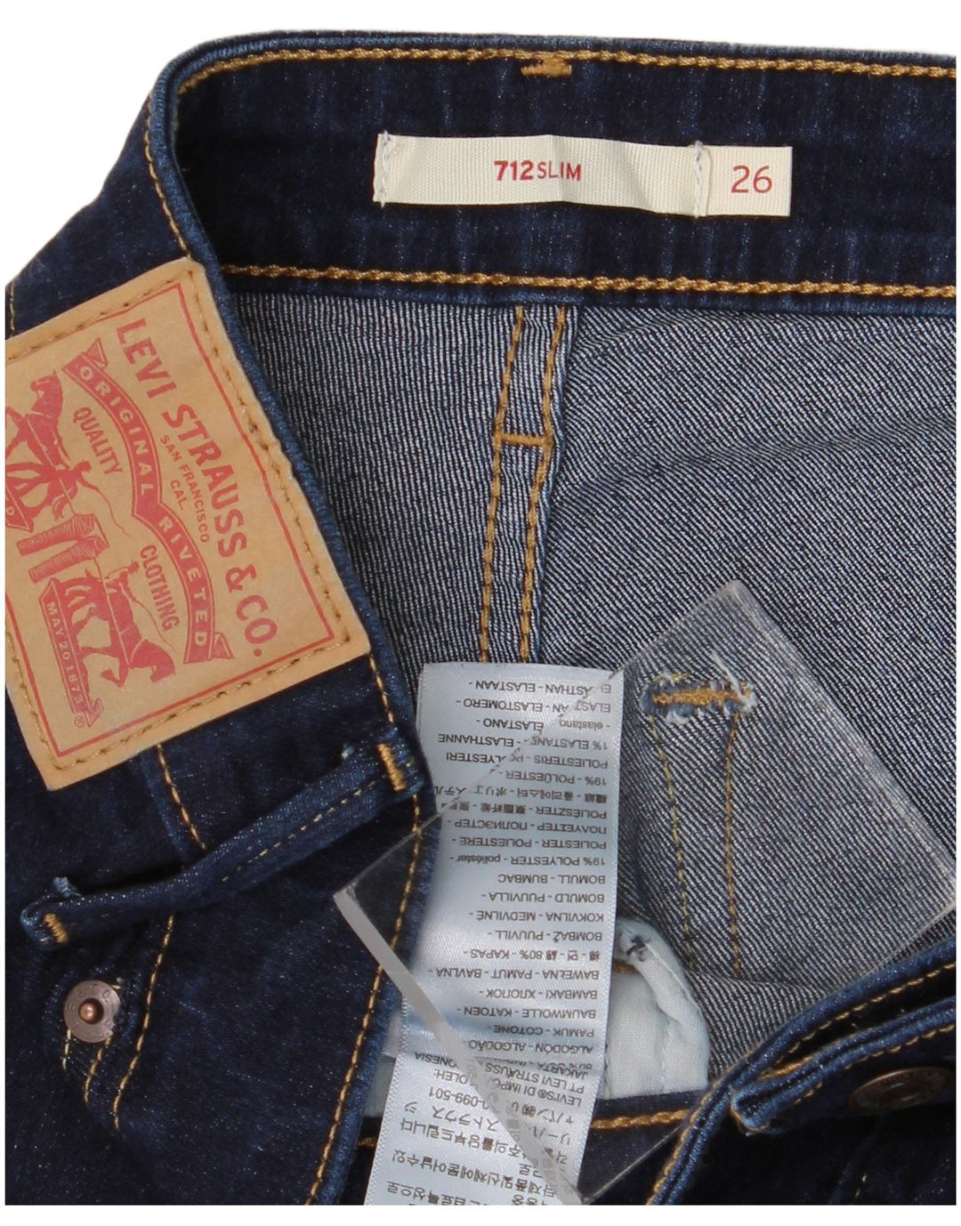 Женские джинсы Levi's 712 Slim W26 L28 Темно-синие, хлопок
