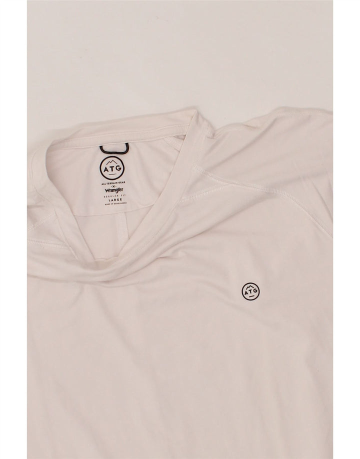 WRANGLER Mens Regular Fit T-Shirt Top Large White Polyester Vintage Wrangler and Second-Hand Wrangler from Messina Hembry 