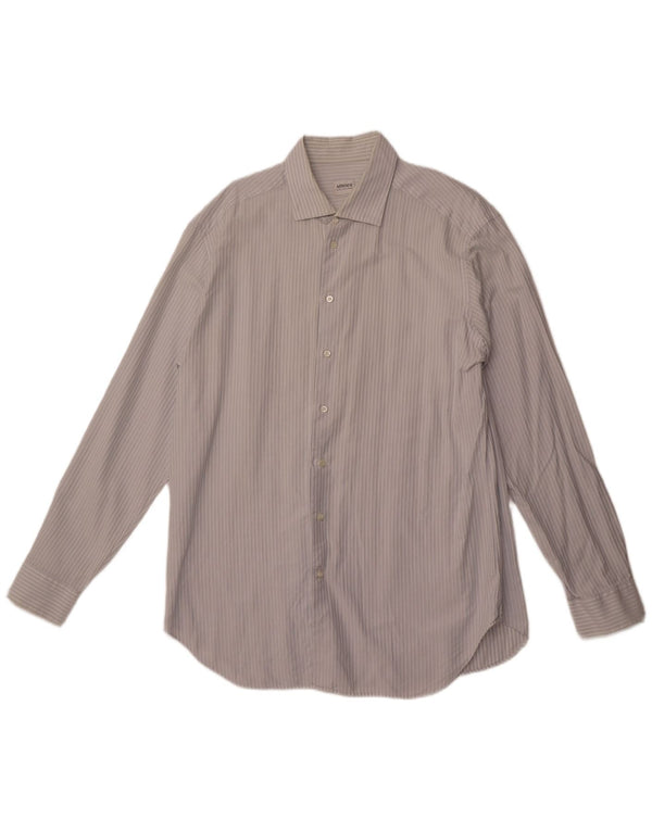 ARMANI COLLEZIONI Мужская рубашка размер 44 17 1/2 XL из хлопка в синюю полоску