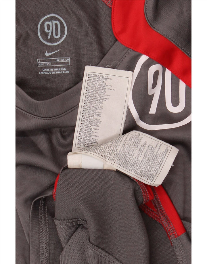 Футболка с рисунком NIKE для мальчиков Dri Fit, топ 12–13 лет, большой серый цвет с блоками