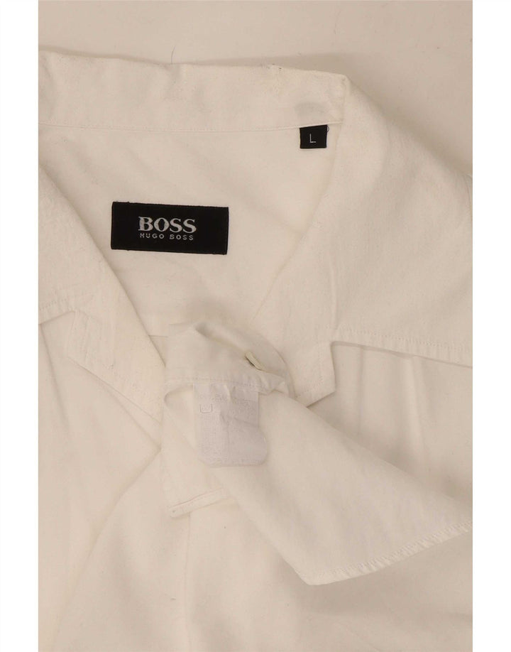 Мужская рубашка Hugo Boss, большая белая хлопковая
