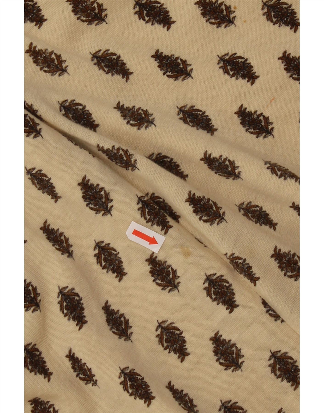 Винтажная женская юбка-трапеция W40 2XL бежевого цвета с цветочным принтом