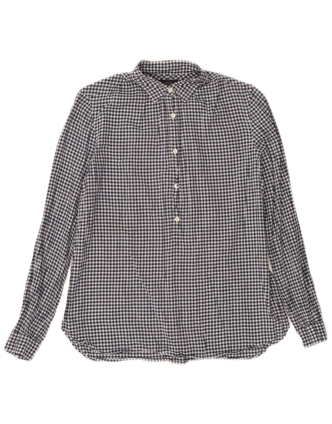 Женская пуловерная рубашка J. Crew UK 14, средний темно-синий, хлопок в мелкую клетку