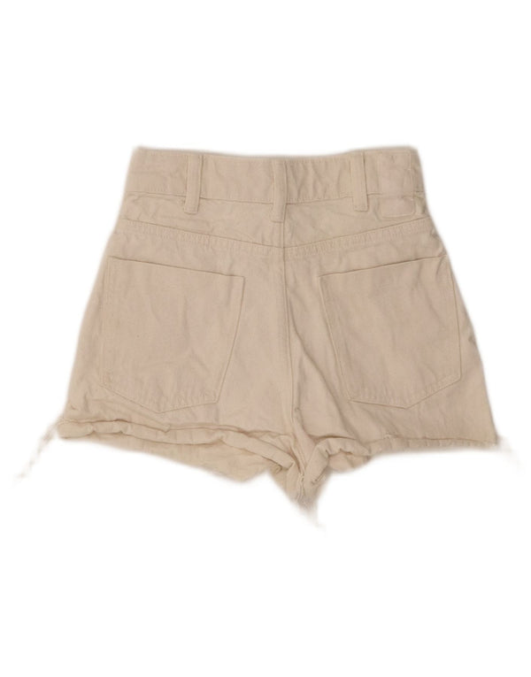Zara Женские джинсовые шорты с широкими штанинами и высокой талией EU 32 2XS W22 Белые