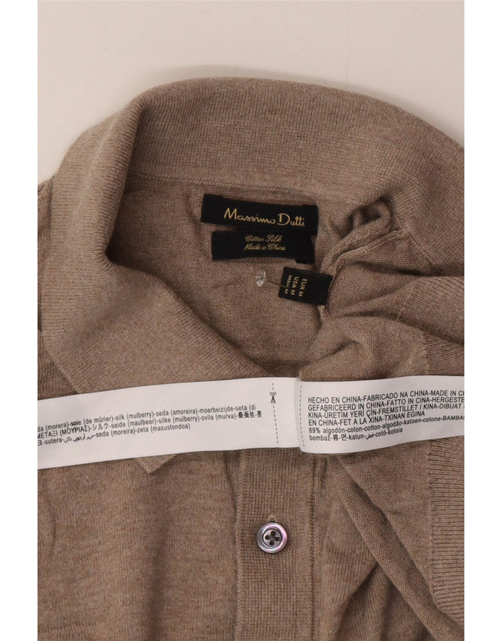 Мужской свитер с воротником поло Massimo Dutti, средний бежевый, хлопок