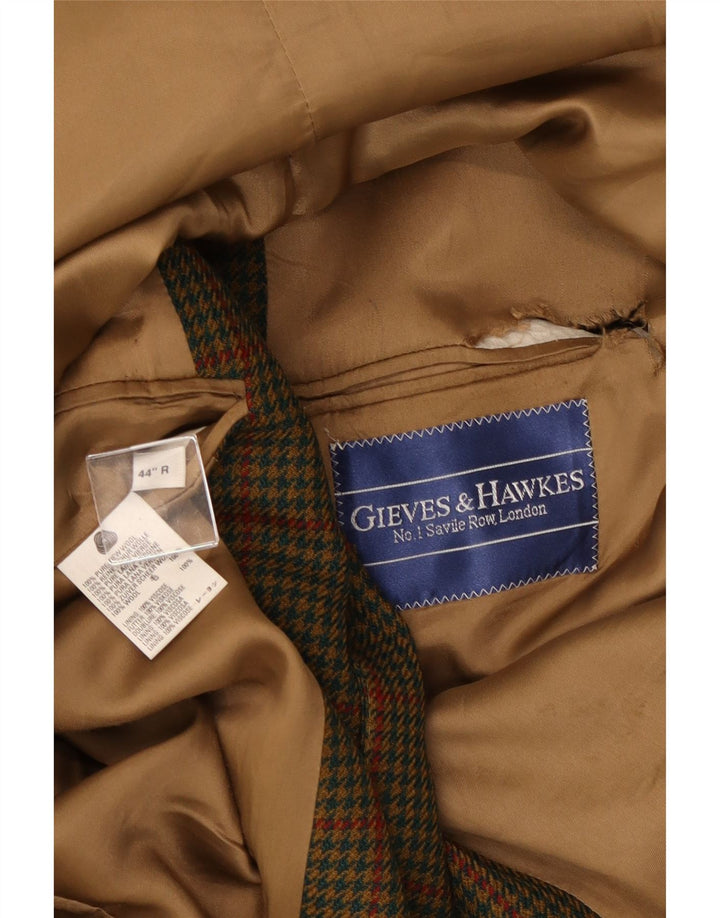 Мужской пиджак Gieves & Hawkes на 2 пуговицах UK 44 2XL хаки с узором «гусиные лапки»