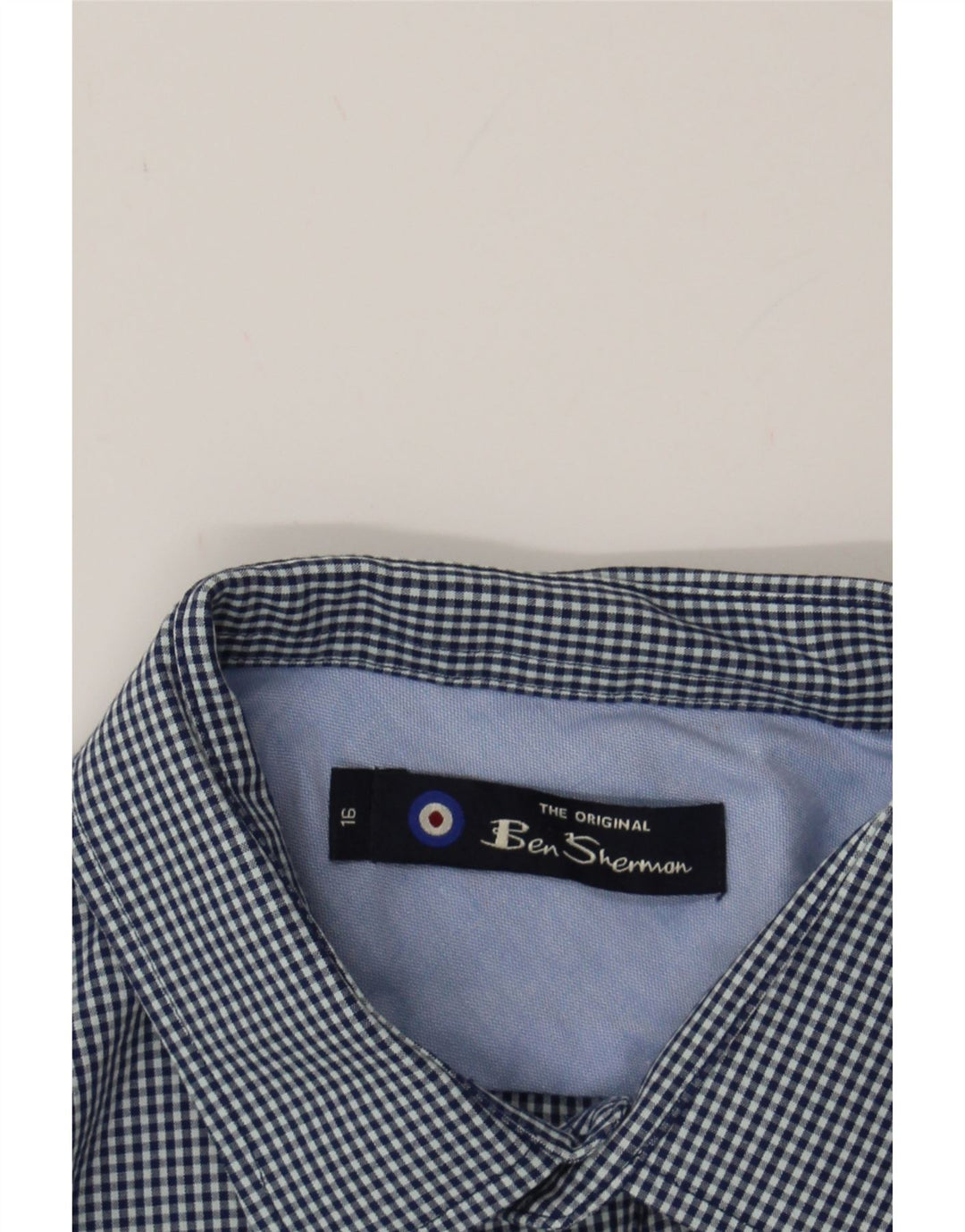 BEN SHERMAN Boys Shirt 15-16 Years Navy Blue Gingham Cotton Vintage Ben Sherman and Second-Hand Ben Sherman from Messina Hembry 