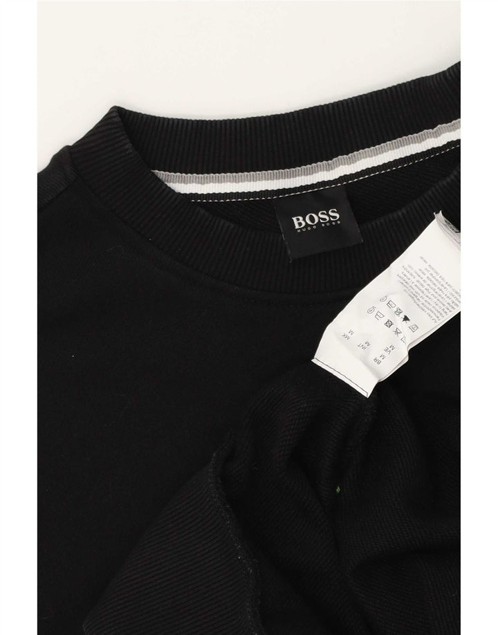 Мужской свитшот с рисунком Hugo Boss, средний черный хлопковый джемпер