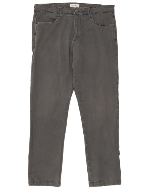 CALVIN KLEIN Мужские прямые повседневные брюки W34 L30 Серые хлопковые