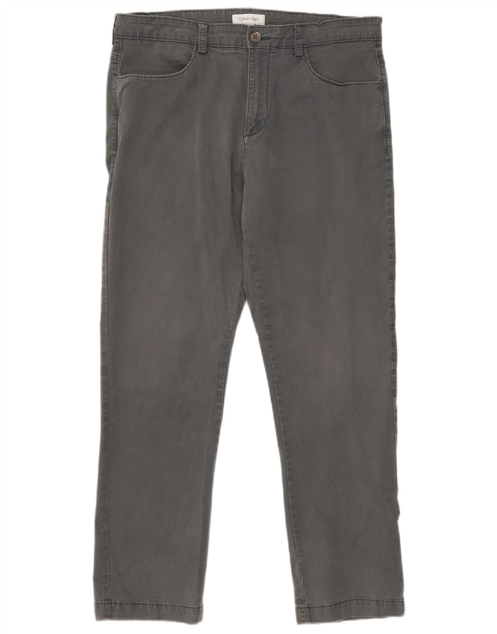 CALVIN KLEIN Мужские прямые повседневные брюки W34 L30 Серые хлопковые
