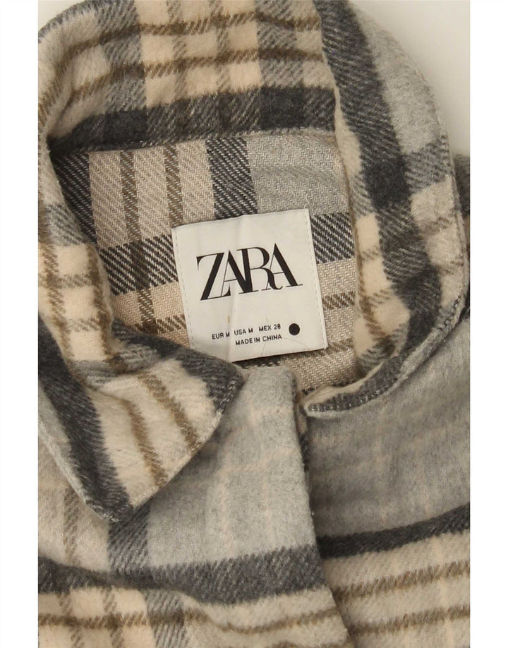 Женская куртка-рубашка Zara UK 14, средний серый в клетку