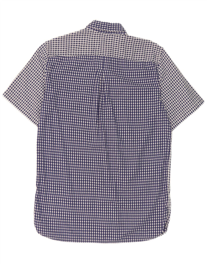 Мужская рубашка с коротким рукавом Fred Perry, маленькая синяя клетка, хлопок