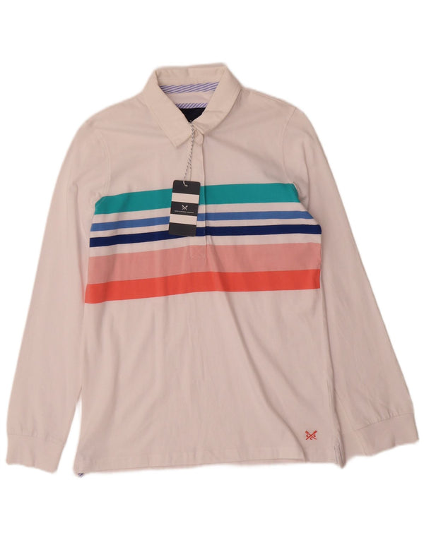 Crew Clothing Женская рубашка-поло для регби с длинным рукавом UK 10, маленькая белая полоска