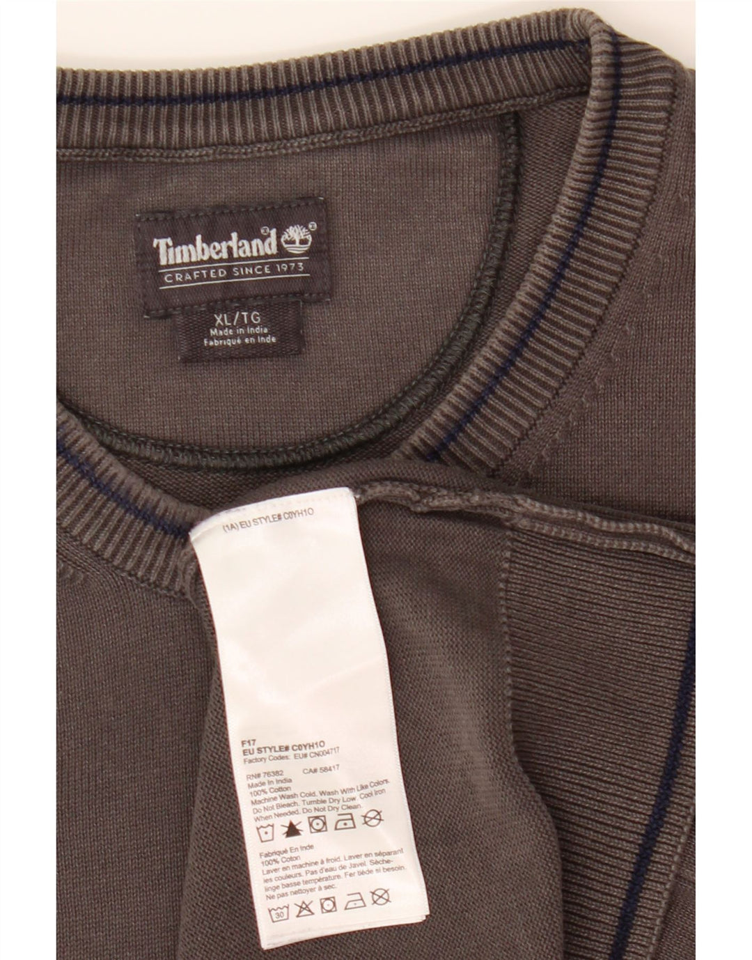 TIMBERLAND Mens Crew Neck Jumper Sweater XL Grey Cotton Vintage Timberland and Second-Hand Timberland from Messina Hembry 
