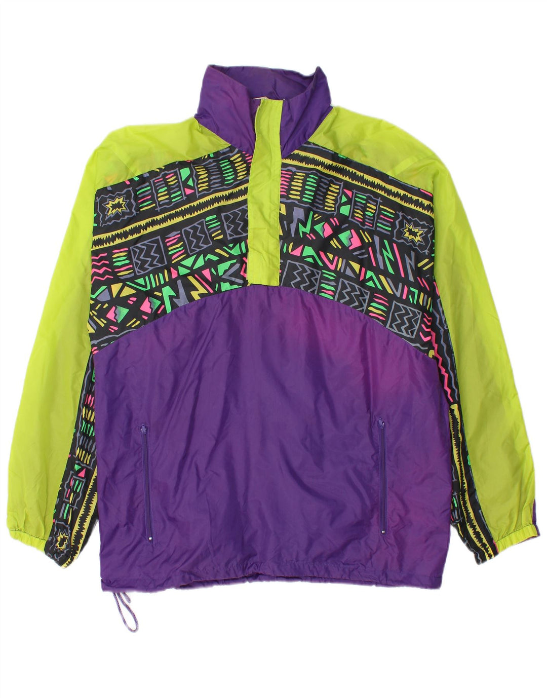Винтажная мужская дождевик UK 38, полиамид среднего фиолетового цвета с геометрическим рисунком