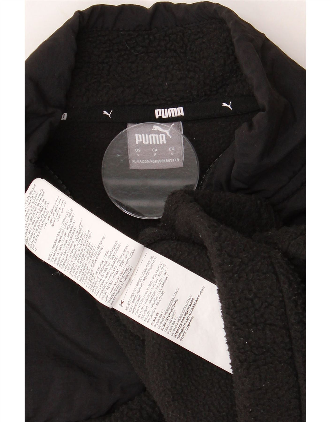 Женский укороченный флисовый джемпер с воротником на молнии PUMA UK 10, маленький черный