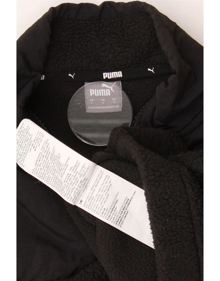 Женский укороченный флисовый джемпер с воротником на молнии PUMA UK 10, маленький черный