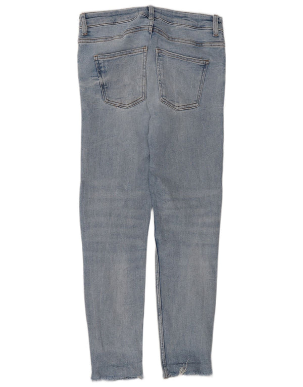 Женские потертые узкие джинсы Zara EU 38, маленькие W28 L27, синие, хлопок