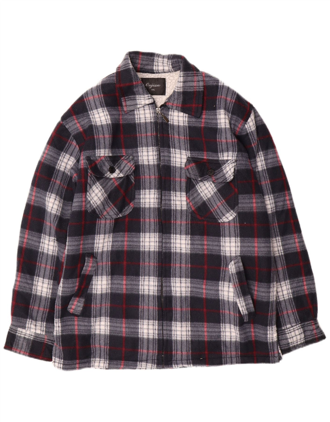 Винтажная мужская куртка в стиле милитари UK 44 2XL темно-синяя клетка в клетку хлопок