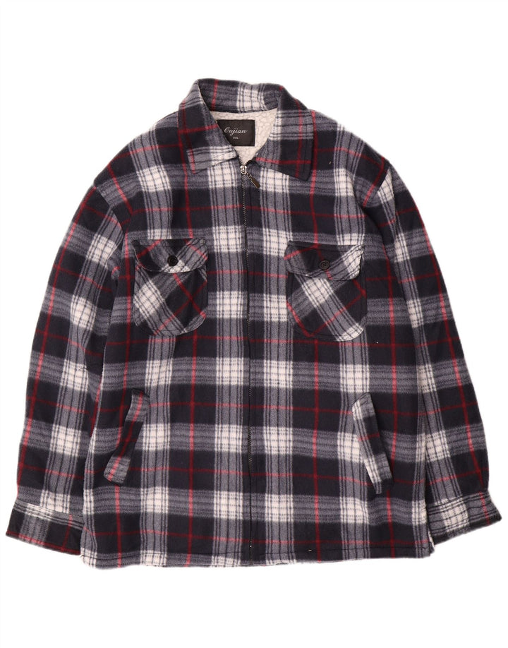 Винтажная мужская куртка в стиле милитари UK 44 2XL темно-синяя клетка в клетку хлопок