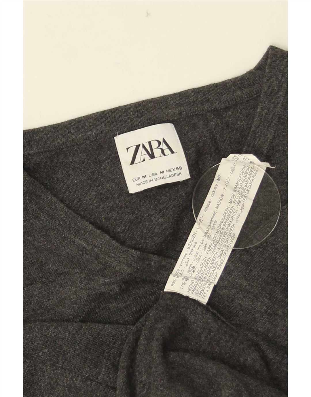 Мужской джемпер с v-образным вырезом Zara, средний серый вискозный свитер