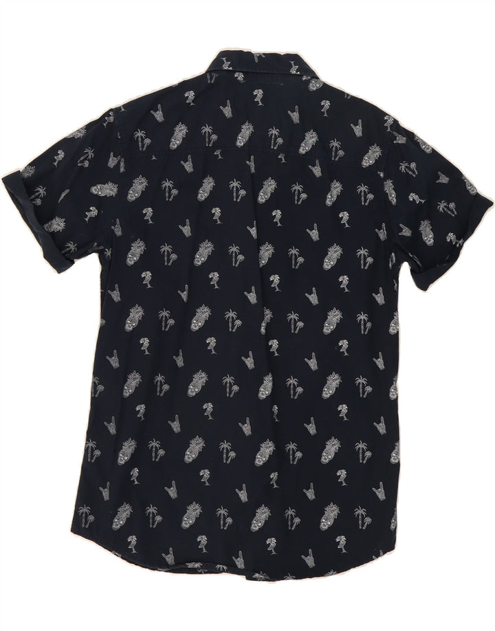 JACK & JONES Mens Abstract Pattern Short Sleeve Shirt Medium Navy Blue Vintage Jack & Jones and Second-Hand Jack & Jones from Messina Hembry 