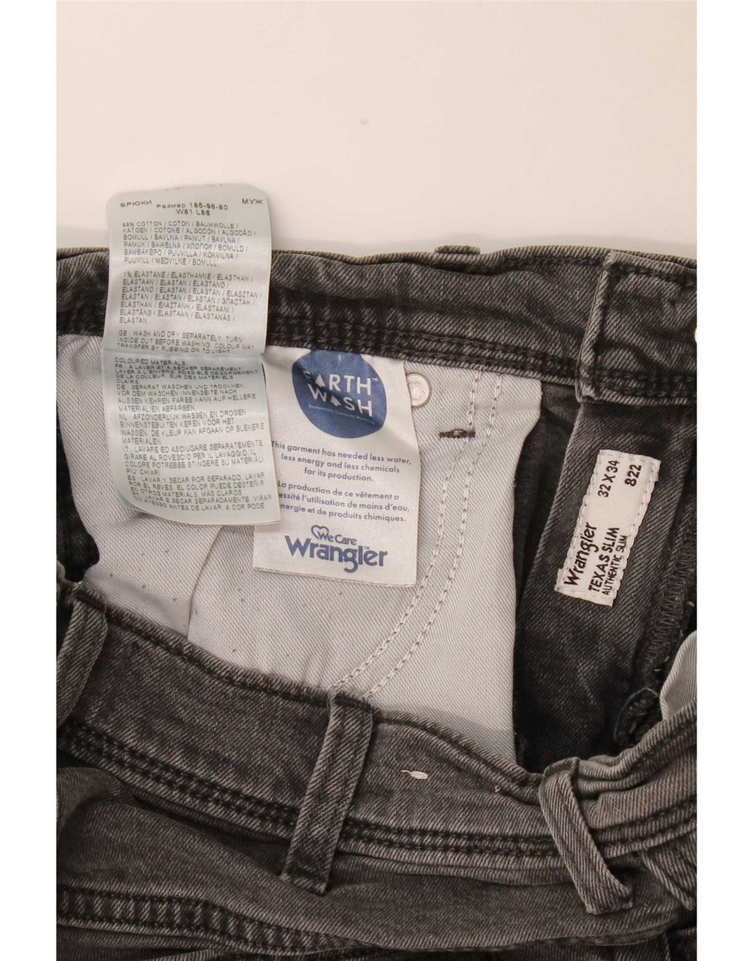 Мужские джинсы Wrangler Texas Slim W32 L34, серый хлопок