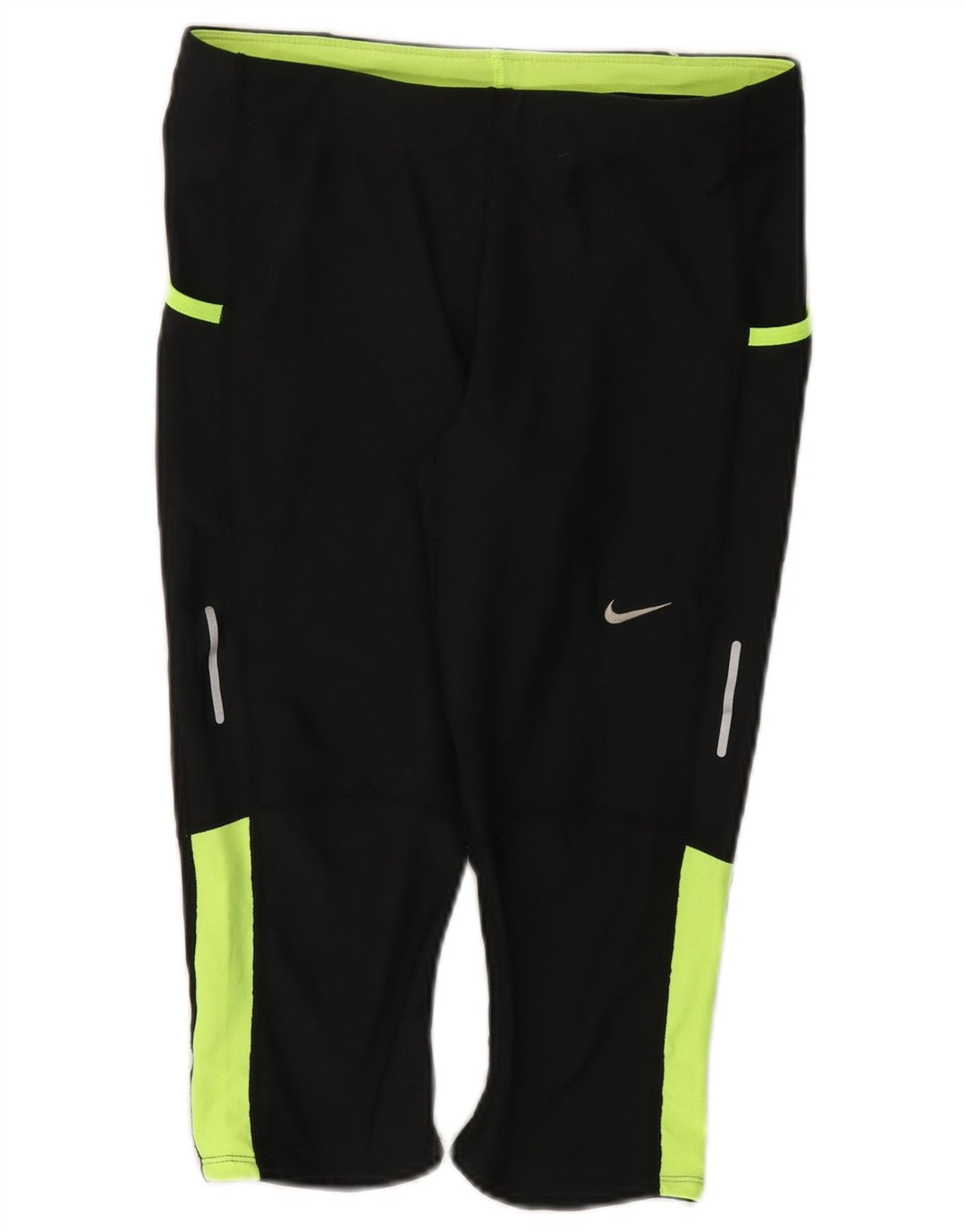 Женские леггинсы-капри Nike Dri Fit UK 12, средний черный, полиэстер с цветными блоками