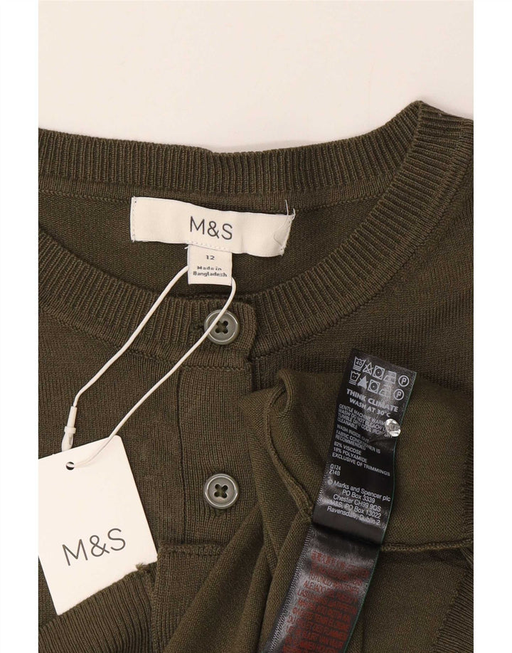 Женский укороченный кардиган Marks & Spencer UK 12, средний хаки, вискоза