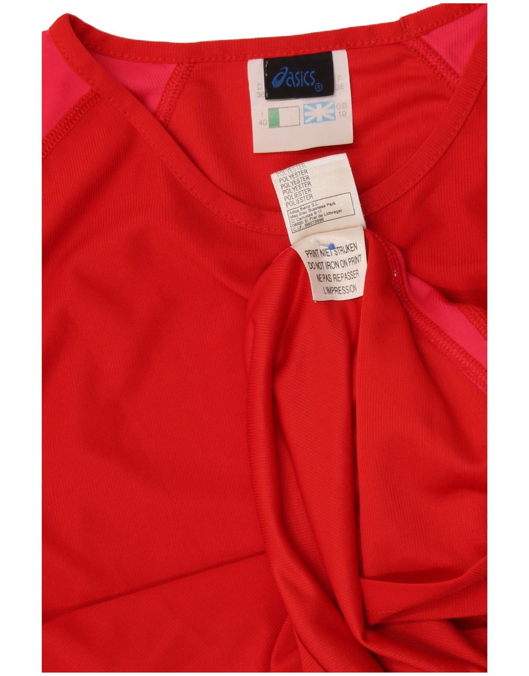 Женский топ ASICS с длинным рукавом UK 10, маленький красный, полиэстер с цветными блоками