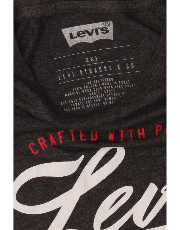 Мужская футболка с рисунком Levi's, топ 2XL, серый хлопок