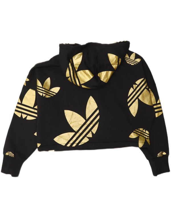 Женский укороченный джемпер с капюшоном Adidas Oversized UK 10, маленький черный
