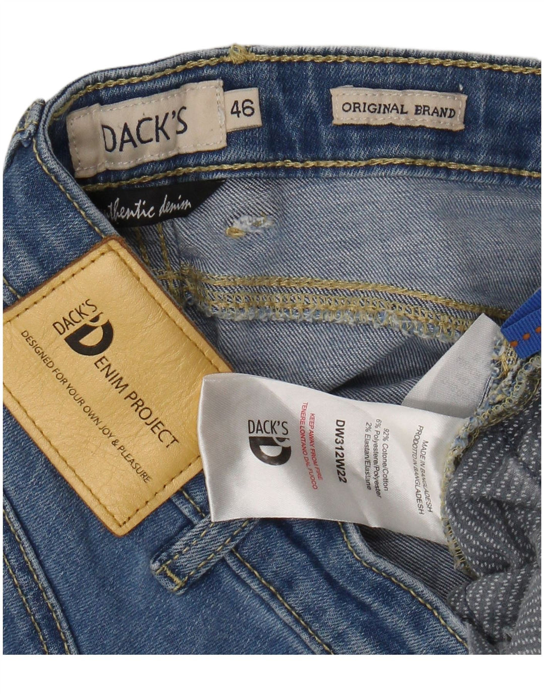 Мужские укороченные джинсы Dack's Slim, размер EU 46, маленький W30 L26, синий хлопок