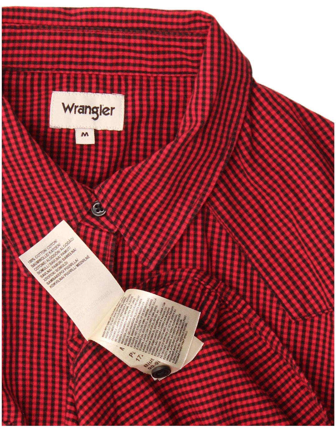 Мужская рубашка Wrangler в стиле вестерн среднего красного цвета в мелкую клетку, хлопок