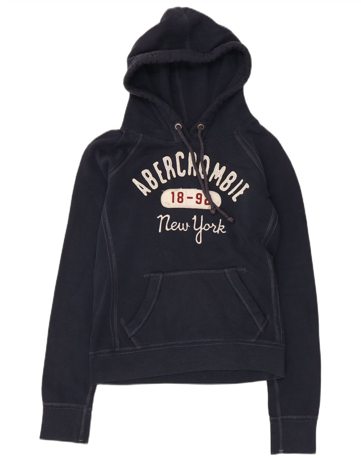Женский джемпер с капюшоном ABERCROMBIE & FITCH New York UK 10, маленький темно-синий