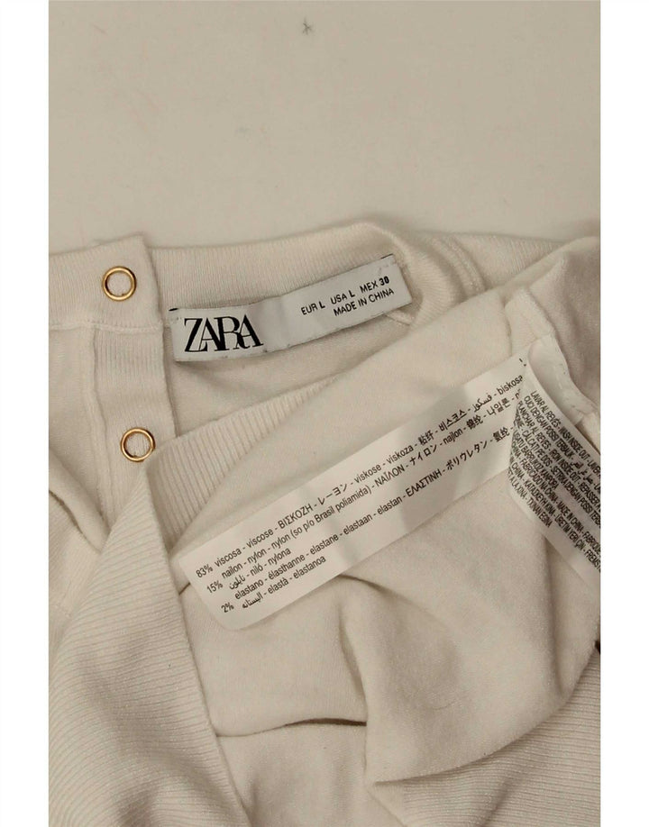 Женская блузка Zara Top UK 14, большая белая вискоза