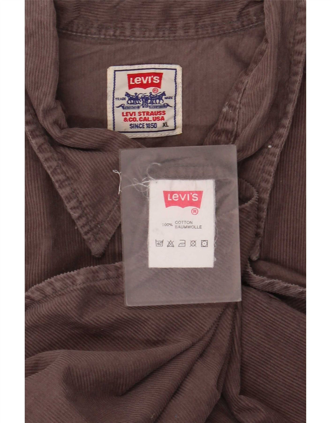 Мужская вельветовая рубашка Levi's XL, коричневый хлопок