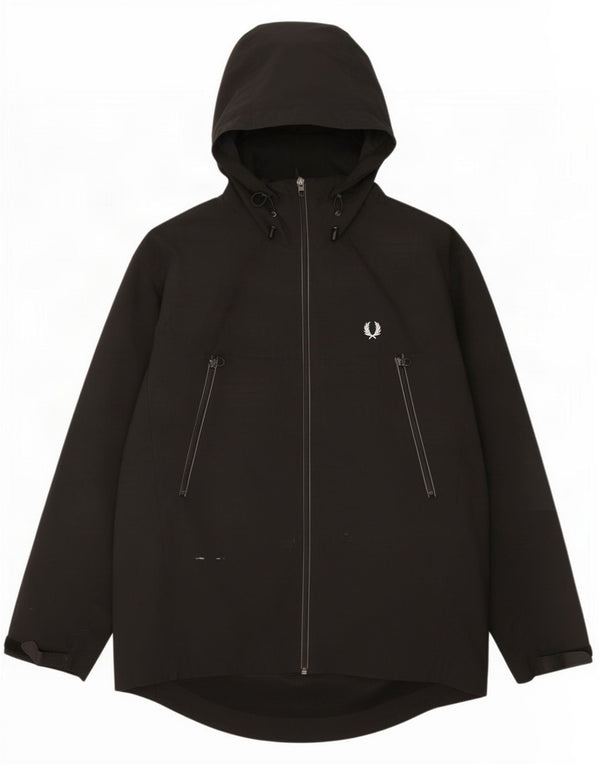 Мужская дождевик с капюшоном Fred Perry UK 38, средний черный нейлон