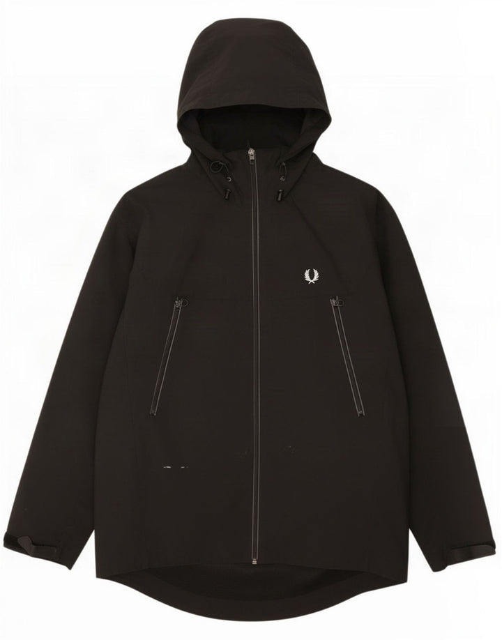 Мужская дождевик с капюшоном Fred Perry UK 38, средний черный нейлон